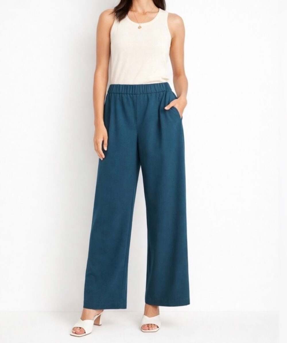 Ann Taylor Pull-On Wide Leg Pants Teal Blue Size XXL
